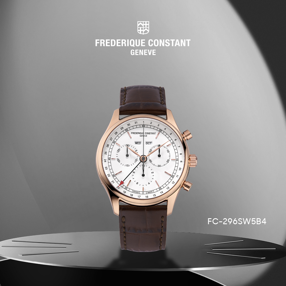 Thiết kế thanh lịch của Frederique Constant Classics Quartz Chronograph Triple Calendar rất phù hợp vơi snhwngx buổi gặp gõ thân mật