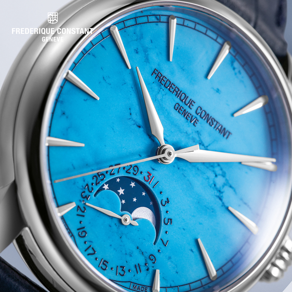 Frederique Constant Classic Moonphase Date Manufacture: Tuyệt tác thời gian từ đá Turquoise độc bản