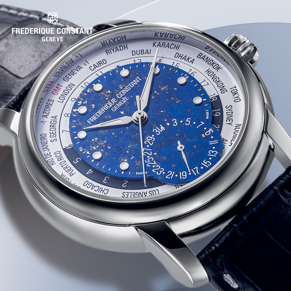 Frederique Constant Classic Worldtimer Manufacture “The Elements”: Tuyệt tác đá Lapis Lazuli độc bản đổ bộ Việt Nam